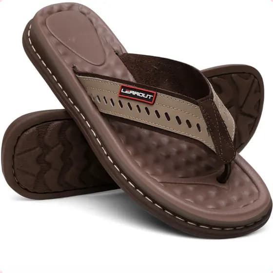 Chinelo Masculino Sandália Couro Legítimo Antistress Anatômica