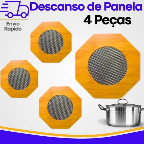 Kit 4 Descanso de Panela 14,5cm em MDF Apoio de Panela Protetor de Mesa Envio com Formato Variado