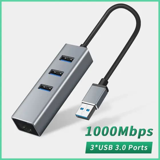 Adaptador De Rede USB 3.0 HUB Tipo C Para Ethernet 1000Mbps Rj45 Com 3 Portas USB3.0 Divisor Notebook PC