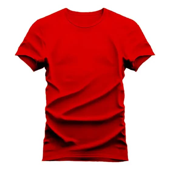 Camiseta Masculina Feminina Unissex Vermelha com Reforço Ombro a Ombro Gola de Ribana