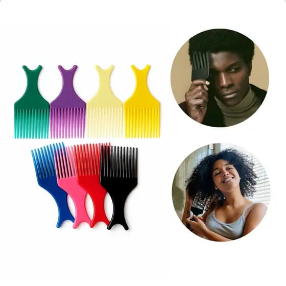 Pente Garfo Penteador De Cabelo Afro Black Power Dente Plasticos 3 Unidades Plástico