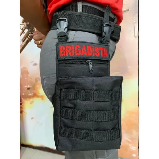 Pochete de Perna Brigadista Preto + Cinto de Guarnição NA + Bordado