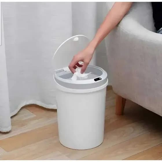 Lixeira Inteligente Sensor Automático Recarregável Abertura Toque 12L Cozinha Banheiro Escritório
