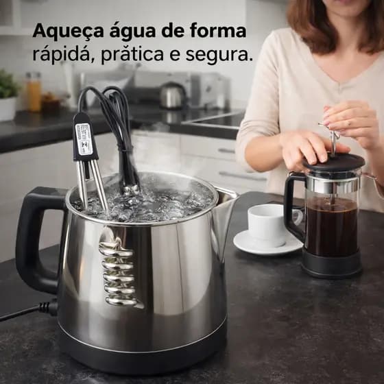 Ebulidor Elétrico 500W 127V e 1000w 220V Rabo Quente Mergulhão Potente Ferve Rápido Aquecedor Água