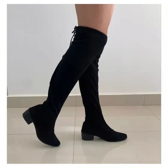 Bota Feminina Casual Moderna Over The Knee acima do joelho De Couro Confortável Costurado Barato