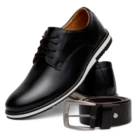 Sapato Social Masculino Oxford Derby Elegante De Couro Macio Confortável Estiloso Dia a Dia Envio Imediato