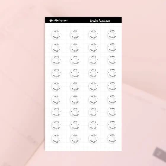 Adesivos Funcionais Circulares Estudo – Planner - Bullet Journal - Agendas