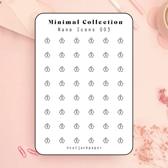 Cartelas Adesivas Ícones Funcionais Nano 0,6 cm - planner, journal, diários, colagens, agendas,cadernos,diy