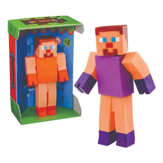 BONECO SUPER BLOCKS MANICRAFT MENINO MENINA CORES SORTIDAS