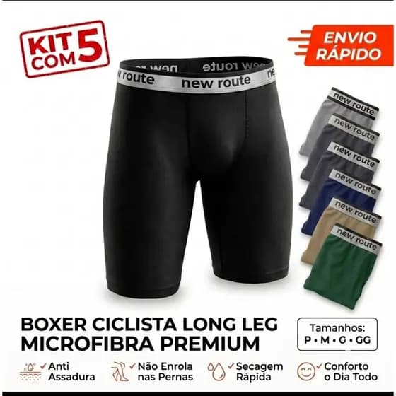 Kit com 5 - Cueca Ciclista - Microfibra Lisa