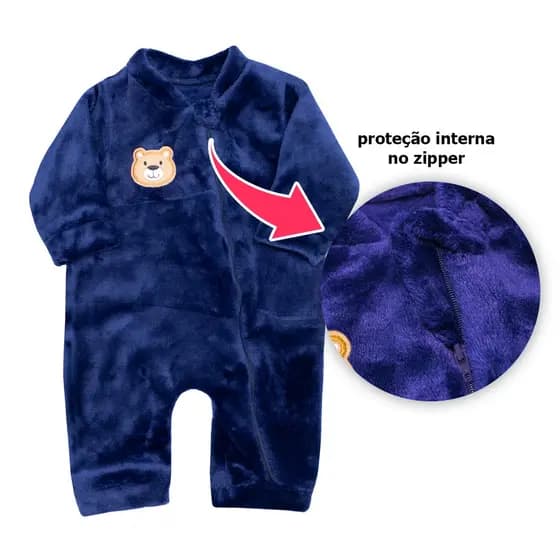 Macacão Romper de recém nascido Bebê Plush E Fleece com Zíper Roupa de Bebê Inverno
