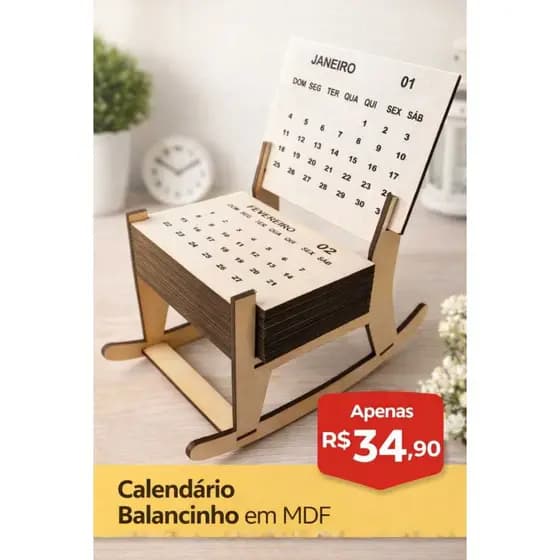 Calendário de mesa em MDF