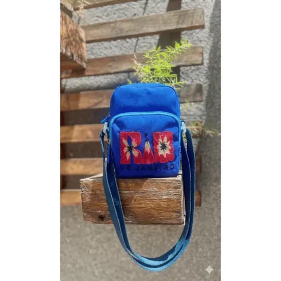 Bolsa Feminina Alça Transversal Regulável Bordada Mini Bag