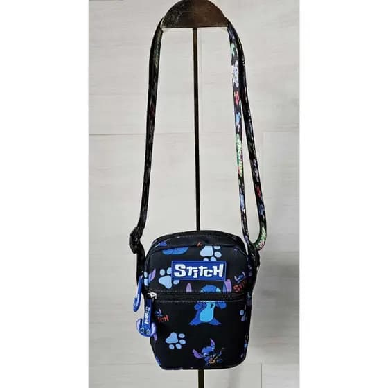 Bolsa Mini Bag Alça Transversal Regulável Stitch Estampada