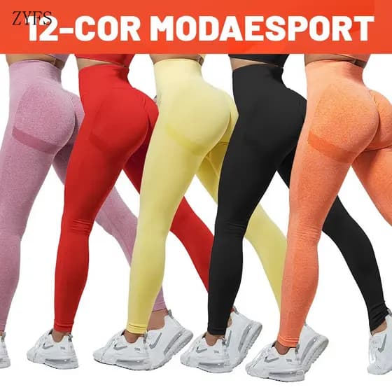 Leggings de Academia Levantador de Bumbum Macacão Fitness Sem Costura Cintura Alta ZHYB