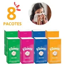 Lenço de Papel Triplo Kleenex Kit 8 Pacotes com 10 Unidades cada