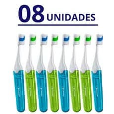 Kit 8 Escovas Dental p/ Higinene Bucal Portátil c/ Estojo Protetor