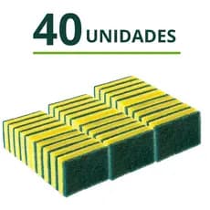 Kit 40 Esponjas Multiuso Buchinhas de Louça Limpeza Profunda Dupla Face