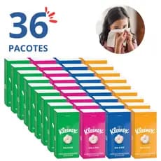 Lenço de Papel Triplo Kleenex Kit 36 Pacotes com 10 Unidades cada