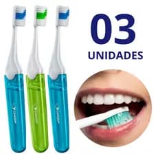 Kit 3 Unidades de Escova Dental Condor Portátil Estojo Protetor Escova p/ Viagem Higiene Bucal