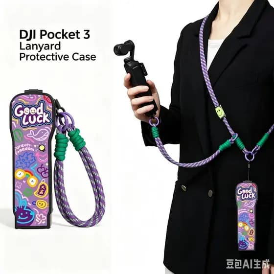 Adequado Para Capa Protetora DJI Pocket 3 , Roxa De Desenho Animado