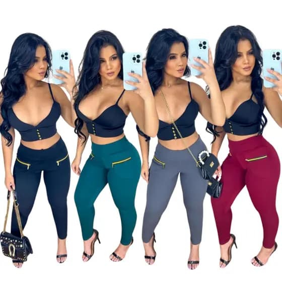 Kit 4 Calça Legging Feminina Montaria com Zíper Cintura Alta Leg