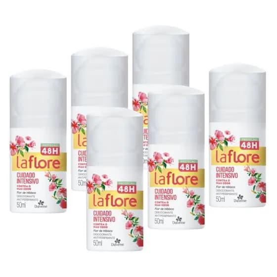 6UN Desodorante La Flore Roll On Flor De Hibisco 50ml Davene