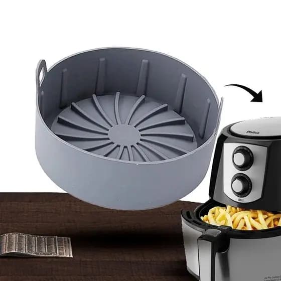 Forma De Air Fryer Reforçado Assadeira Cesto Cozimento Para Fritadeiras Elétricas Silicone Lavável Casa Cozinha