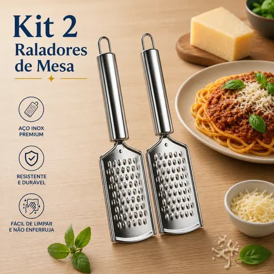 Kit 2 Raladores Inox Manual Cozinha Queijo Legumes Frutas Aço Inoxidável Resistente Ralador de Mesa