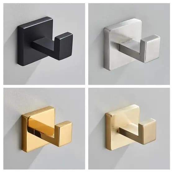 Gancho De Parede Para Toalha De Banheiro Em Aço Inoxidável , Instalação Perfurado , Preto Fosco/Dourado/Prata