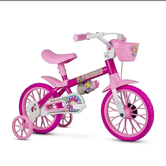 Bicicleta Infantil Aro 12 com rodinhas crianças de 3 a 5 anos marca Nathor Menina Menino