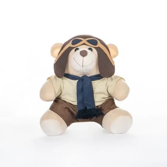 Urso de Pelúcia Aviador 20cm – Cores Variadas, Macio e Presente Criativo