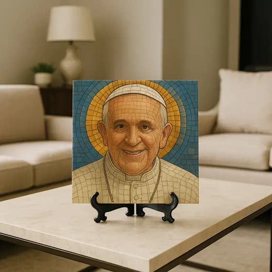 Quadro Azulejo Papa Francisco - Decoração Mosaico Católico