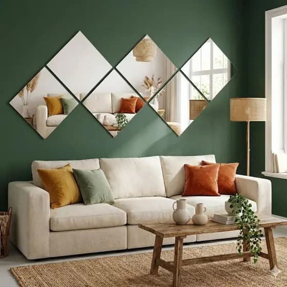 Espelho Grande Decorativo Kit 4 Peças 30x30cm Moderno Para Sala Imagem Nítida