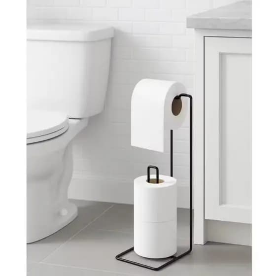 Suporte Porta Papel higiênico de chão 3 Rolos Cor Preta