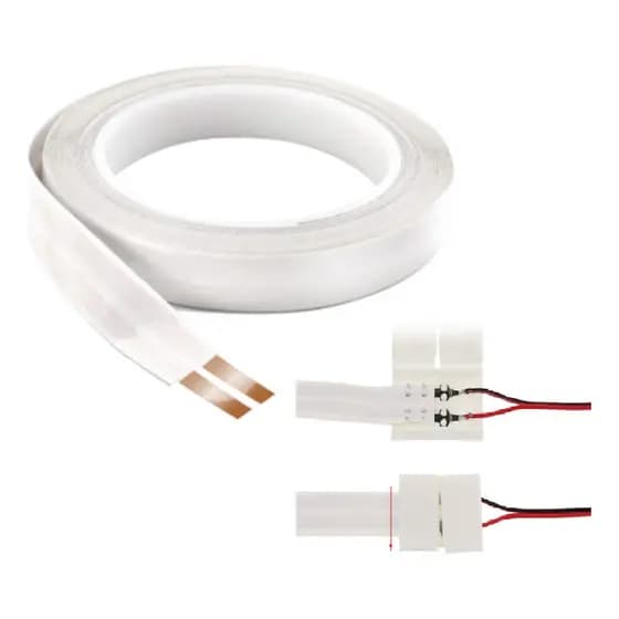 Kit 2mts Fita Elétrica 2 Vias 10a + 2 Conectores Clip Frankever Hx-fl20505ws Branco