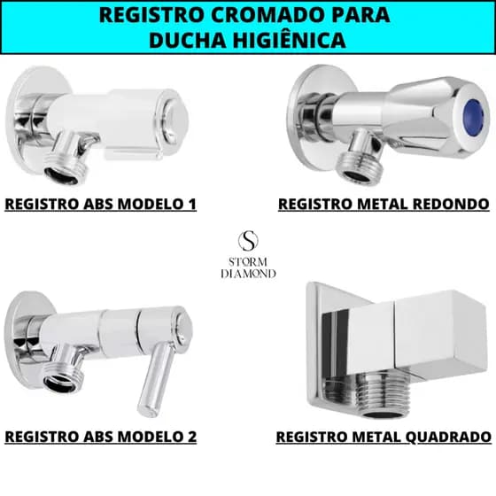 Registro Metal Para Ducha Higiênica Banheiro Com Acionamento 1/4 De Volta E Rosca De 1/2 Polegada