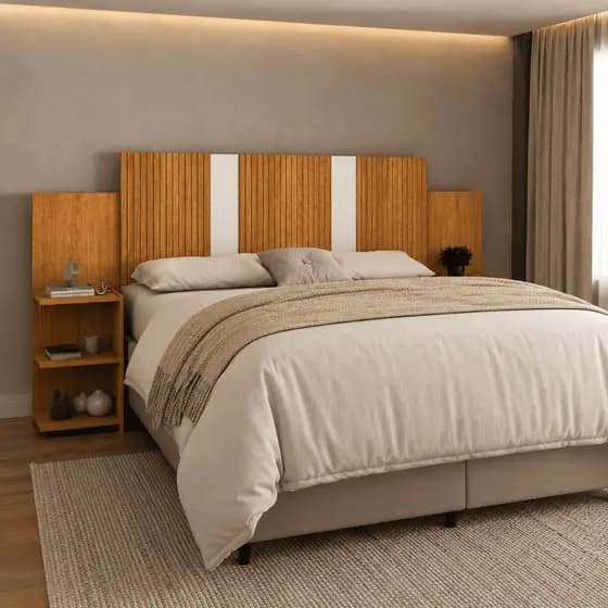 Cabeceira Cama Casal Queen Box Ajustável com Criado