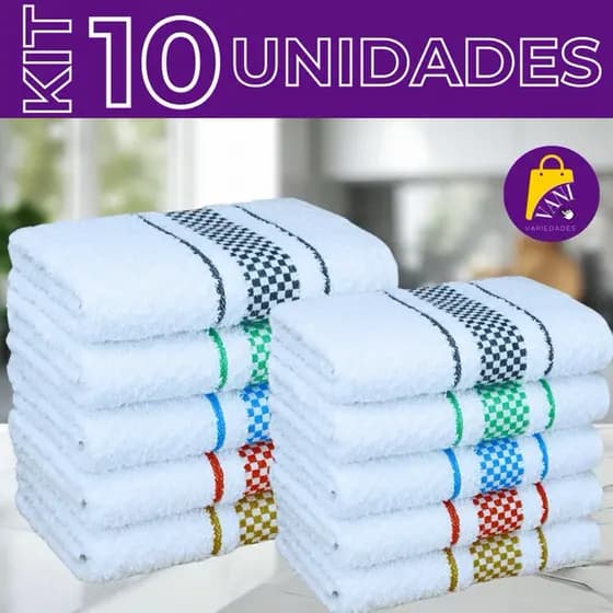 Kit 10 Panos de Prato Premium Jacquard Toalha de Copa Felpudo 45x70