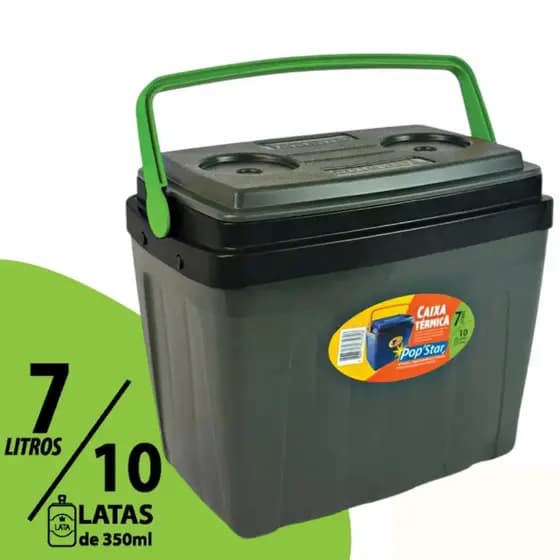 Caixa Térmica Cooler PopStar Com Alça 7 Litros Portátil 10 Latas Antares