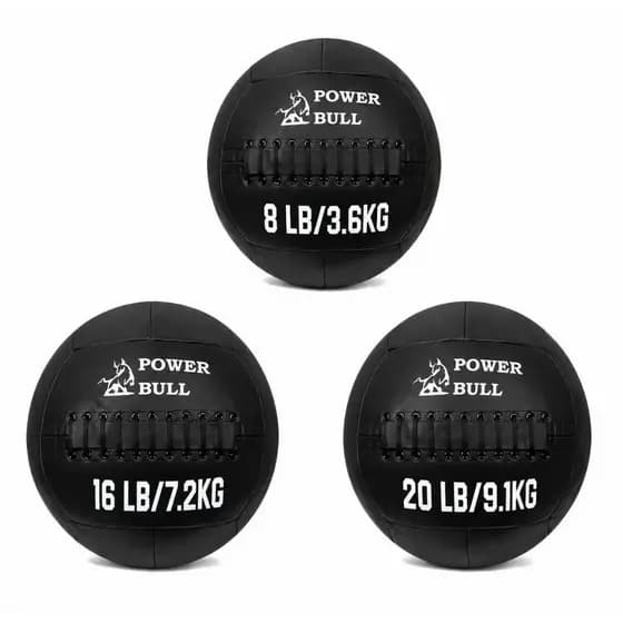 Kit 3 unidades Wall Ball Power Bull 3,6kg 7,2kg 9,1kg Med Ball Funcional PILATES FISIO CROSS