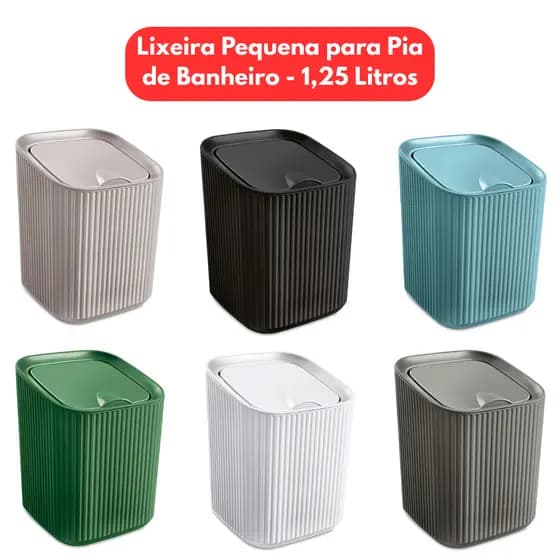 Lixeira Pequena para Pia de Banheiro 1,25 Litros - Compacta, Moderna e Prática