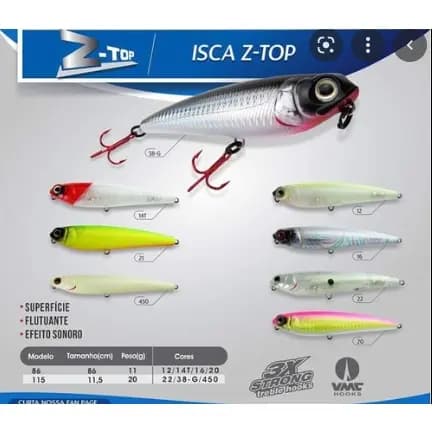 Isca Artificial Marine Sports Z-top 86 Superfície