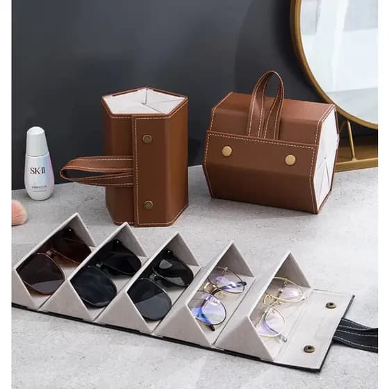 Porta Óculos Estojo Portátil Organizador Viagem Necessaire Dobrável Divisórias