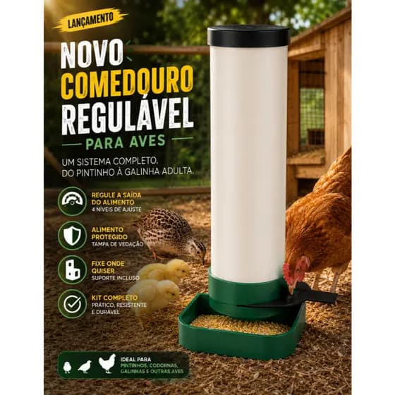 Kit Comedouro Aves Galinha Frango Pintinho Codorna Automatico