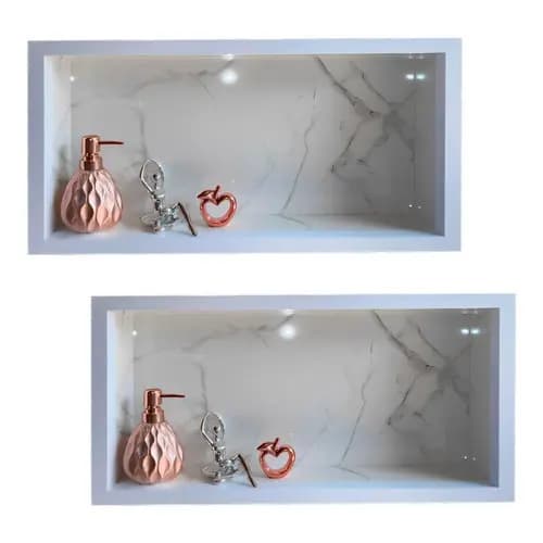 Kit 2 Nicho Porcelanato Branco Carrara Banheiro 60x32