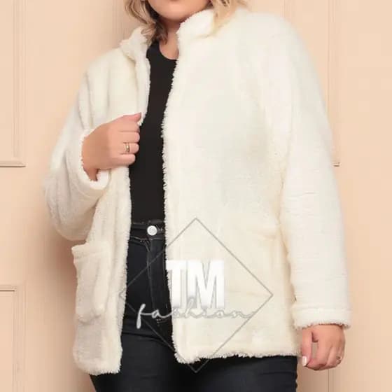 Casaco Teddy Plus Size Pelo de Carneiro Ted