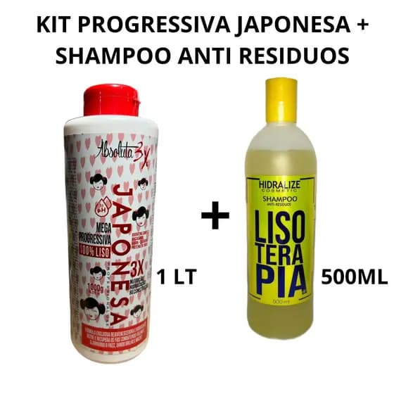 Progressiva Capilar Japonesa 1lt + Shampoo Anti Residuos Lisoterapia 500ml Liso Extremo Hidralise