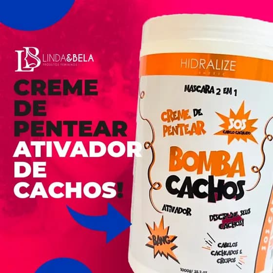 Bomba Cachos Creme de Pentear SOS Ativador Hidratação Hidralise 1kg