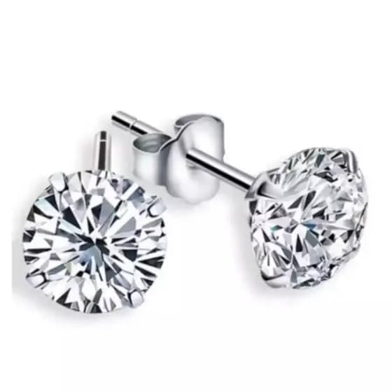 Brinco Masculino Feminino Zircônia Diamante Ponto de Luz Unissex Aço Inox Hipoalergênico